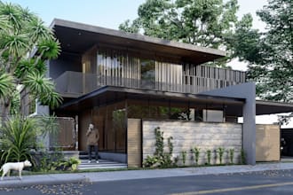 model stunning villa design rendering, high quality image,interior visualization