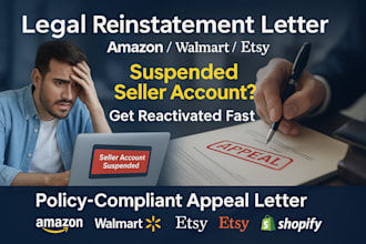 write legal letter to reinstate and reactivate your suspended ecommerce account