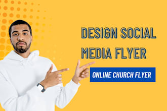 design social media flyer, online church flyer english or spanish just 24 hours