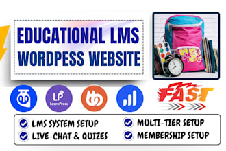 build lms educational website online course lms website elearning with wordpress