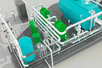 design 3d pressure vessel, mep, storage tank, plumbing and heat exchanger system