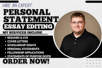 proofread and edit your personal statement, statement of purpose, resume, and cv