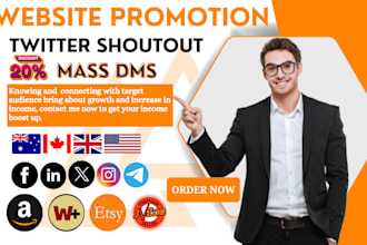 shoutout share link to promote website product to 200m ig fb twitter usa uk