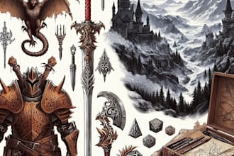draw fantasy dnd weapon art for your game