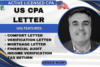 provide US CPA, audit financial statement, comfort letter, mortgage, tax return