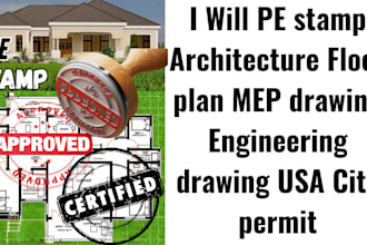 pe stamp architecture floor plan mep drawing engineering drawing USA city permit
