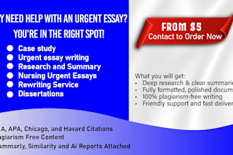 deliver urgent essay, research summary, report, or case study in apa, mla