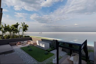 redesign 3d garden exterior,front porch,cgi lounge, play ground, lobby,d5 render
