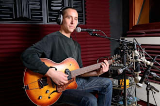 play electric or acoustic or bass guitar on your track