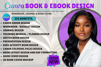 design a custom planner journal sketch book and notebook in canva for amazon kdp