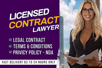 be your lawyer for legal agreements,contracts,terms and conditions,nda,lawsuits
