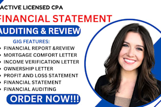 provide US CPA letter, financial statement, income verification, mortgage letter