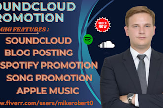 do organic growth for soundcloud, apple music and spotify promotion, listeners