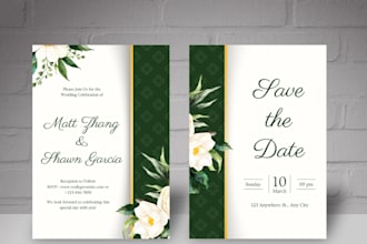 design a wedding invitation card for print and social media