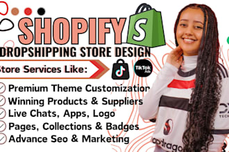 build shopify store design, shopify ecommerce website, online store dropshipping