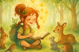 design whimsical watercolor illustration 3d children story book illustration