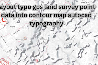 layout typo gps land survey point data into contour map autocad typography