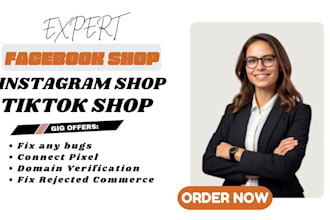 professionally setup and optimize tik tok shop, facebook shop and instagram shop