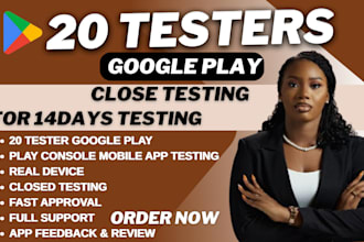 provide real 12 testers or 20 testers for google play console closed testing