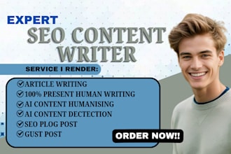 write seo content, website content, blog article writing, ai content humanizing,