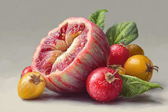 illustrate digitally realistic botanical fruits or veggies