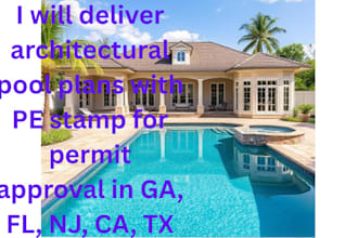 architectural pool plans licensed pe stamp for permit approval in ga fl nj ca tx