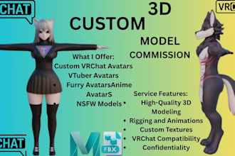 create custom 3d vrchat avatar furry vrchat avatar nsfw vrchat avatar in unity