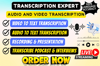 professionally transcribe your audio and video to text