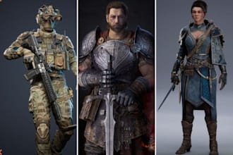 create realistic 3d game character model, unreal engine 3d game assets art