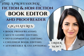 proofread, edit, format fiction novel, nonfiction, memoir, children book editor