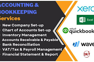 do bookkeeping and accounting in xero, quickbooks, wave,