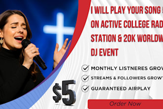 play your gospel song 5x on college radio 20k worldwide dj live event