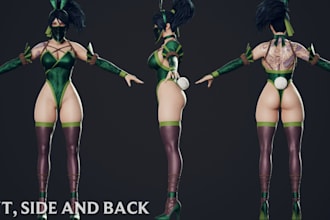 model 3d game ready character, vrm avatar model, 3d armor, nsfw art, pbr texture