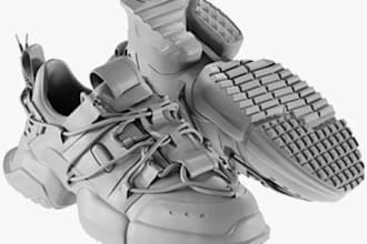 make shoe, sneakers, footwear 3d model and photorealistic rendering for you