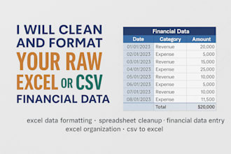 clean and format your excel or CSV financial data
