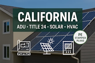 design title 24, adu, solar pe stamp, hvac plans in california