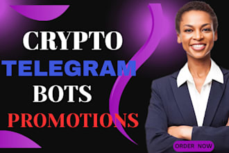 develop a custom premium telegram bot  telegram ads crypto telegram promotion