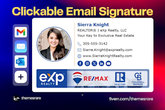 make clickable HTML email signature for gmail, outlook, apple mail