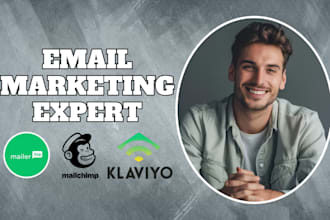 setup mailchimp, klaviyo flows email marketing, campaign, newsletter for shopify