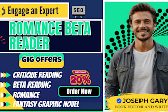 beta read and critique a romance and fantasy novel as a constructive beta reader
