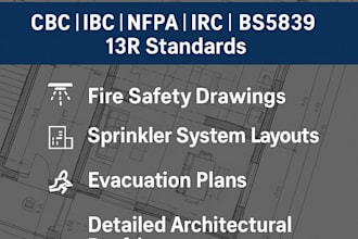 do drawings based on cbc codes, 13r, ibc, nfpa,irc, bs5839 standard in autocad