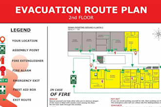 design fire emergency evacuation plan, map, diagram