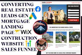 real estate leads design mortgage landing page construction website sales funnel