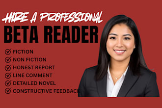 alpha or beta read your book, story, or novel, non english speaking editor