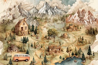 watercolor map illustration just for you