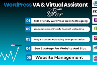 monthly wordpress wix square space virtual assistant on page seo upload content