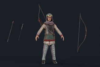 build 3d game character, game armor,rig ue5,stylized model,skeleton epic,texture