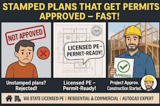 stamp structural plans for building permits, framing plan washinhton licensed pe