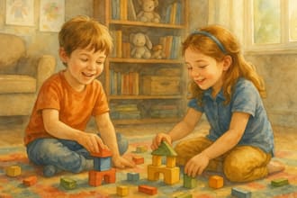 create children story picture book illustration in whimsical watercolor style