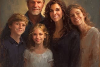 draw realistic family portrait, couple or group from photo